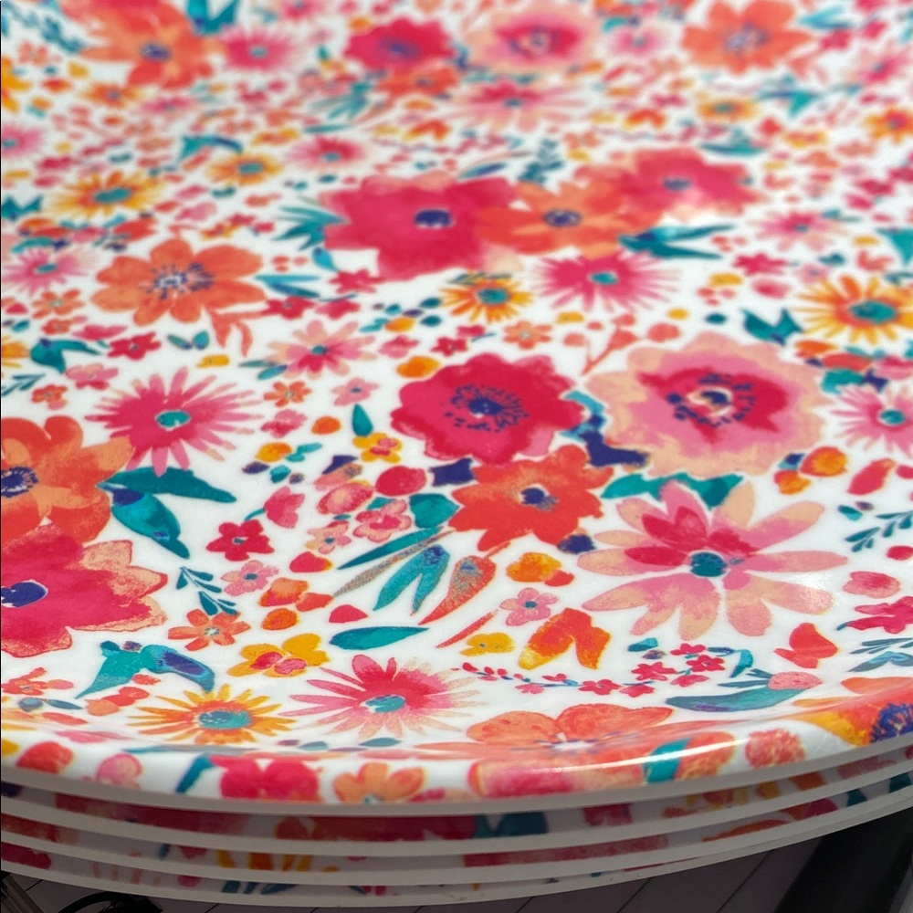 Rachel Ashwell Floral Melamine Plates Set of 4